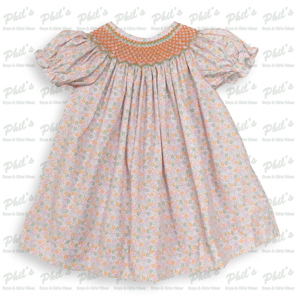Lavender / Orange / Green Floral Smock Dress