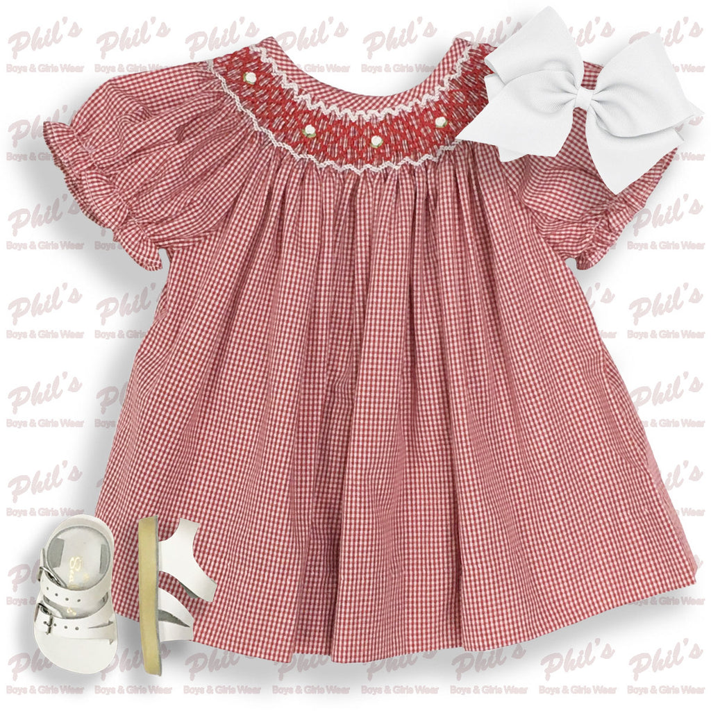 Red Gingham Smocked Dress