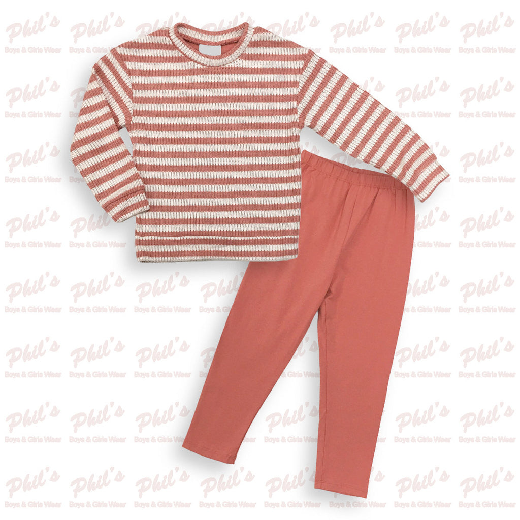 Coral Stripe Sweater Legging Set