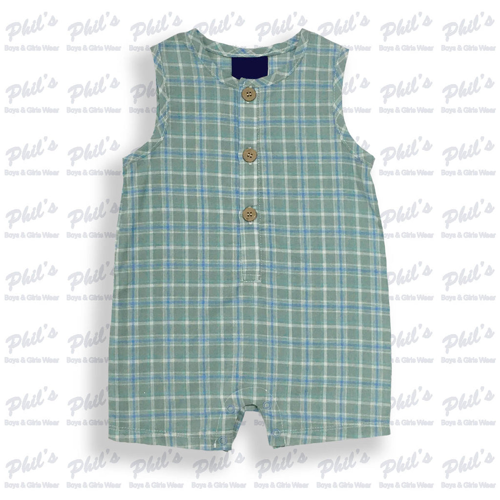 Sage Green Plaid Linen Shortall