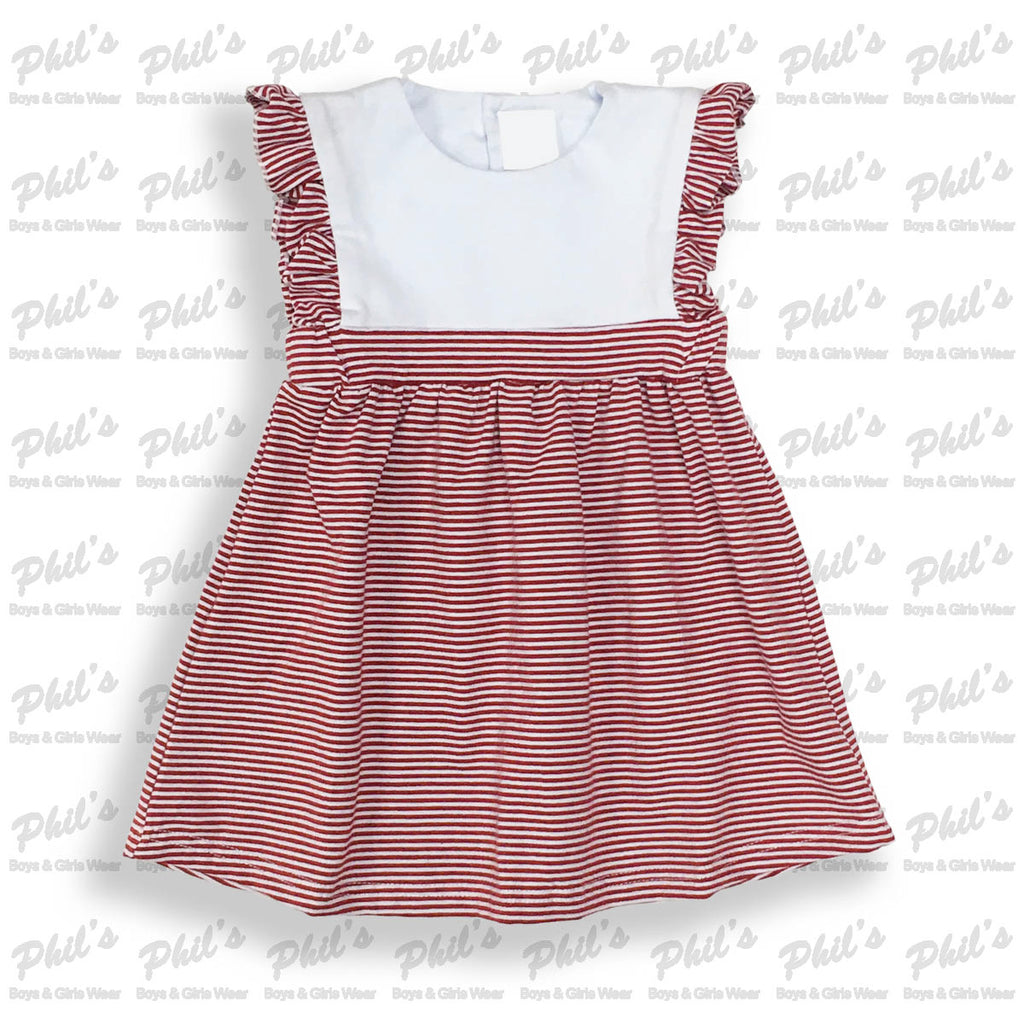Maroon Stripe Ruffle Dress
