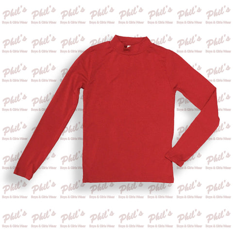 Red Faux Turtle Neck Bamboo Top