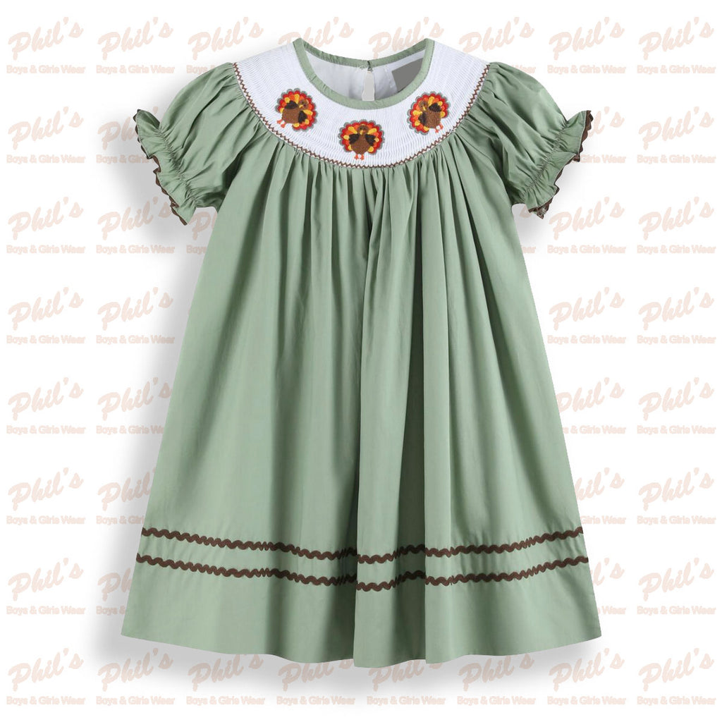 Sage Green Turkey Smock Dress