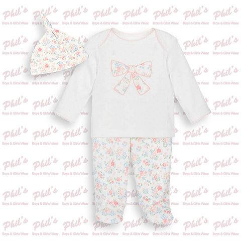 Floral Bow Appliqué Footed Legging Set
