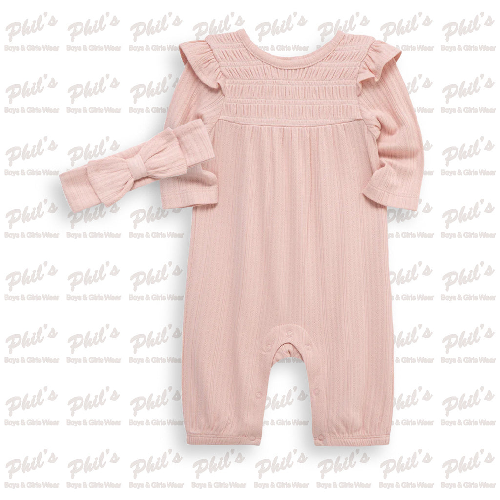 Ballet Pink Smocked Bamboo All-In-One