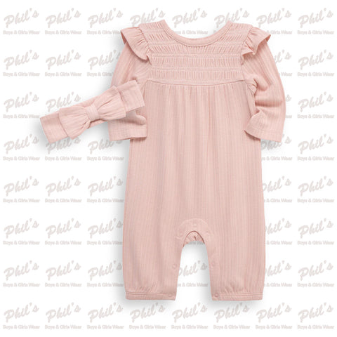 Ballet Pink Smocked Bamboo All-In-One