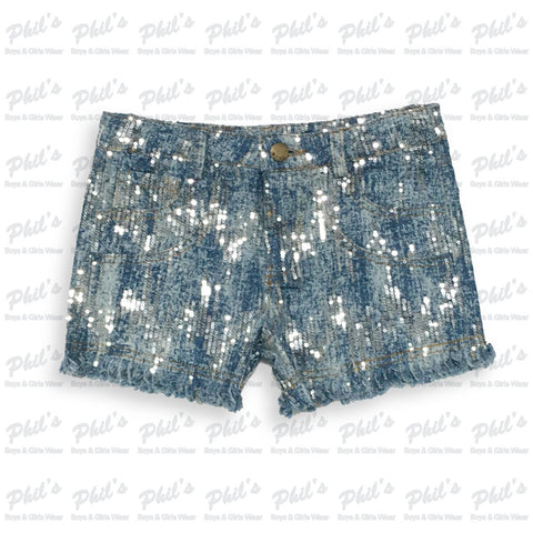 Sequin Denim Shorts