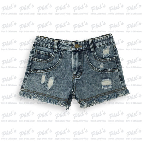 Dark Wash Distressed Denim Shorts