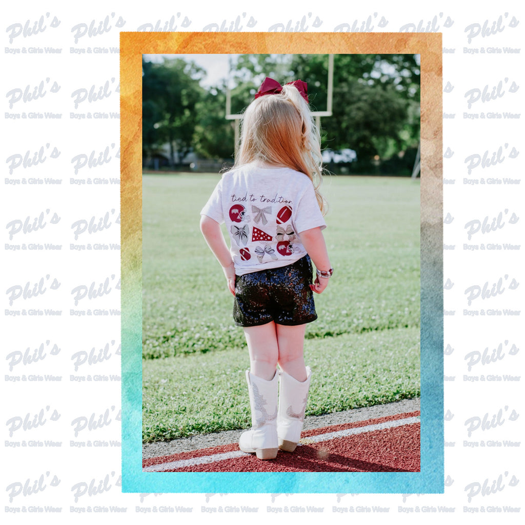 Maroon & Grey Bows Tee