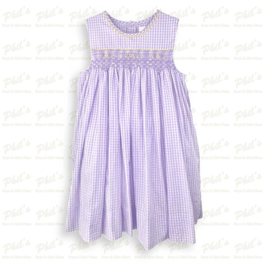 Lavender Gingham Smocked Dress