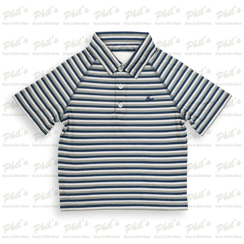 Southbound Green / Navy Stripe Short Sleeve Polo