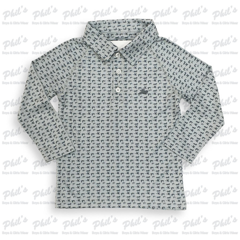 Southbound Mallard Duck Printed Long Sleeve Polo