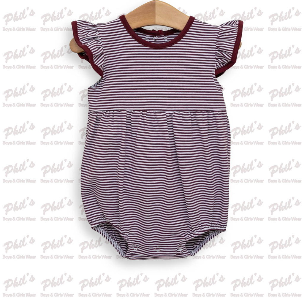 Maroon Stripe Ruffle Bubble