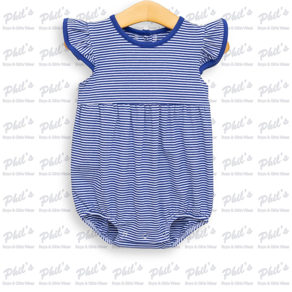 Royal Blue Stripe Ruffle Bubble