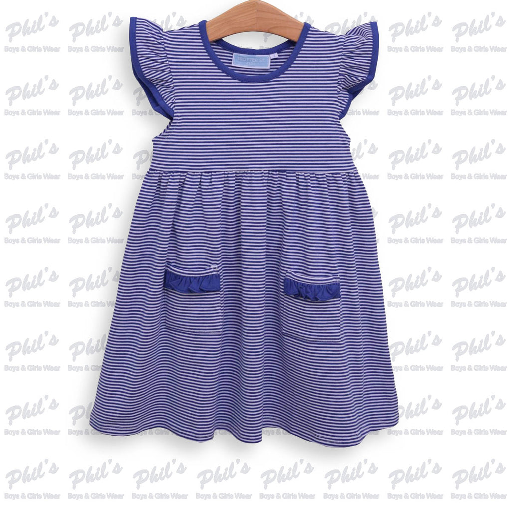 Royal Blue Stripe Ruffle Dress