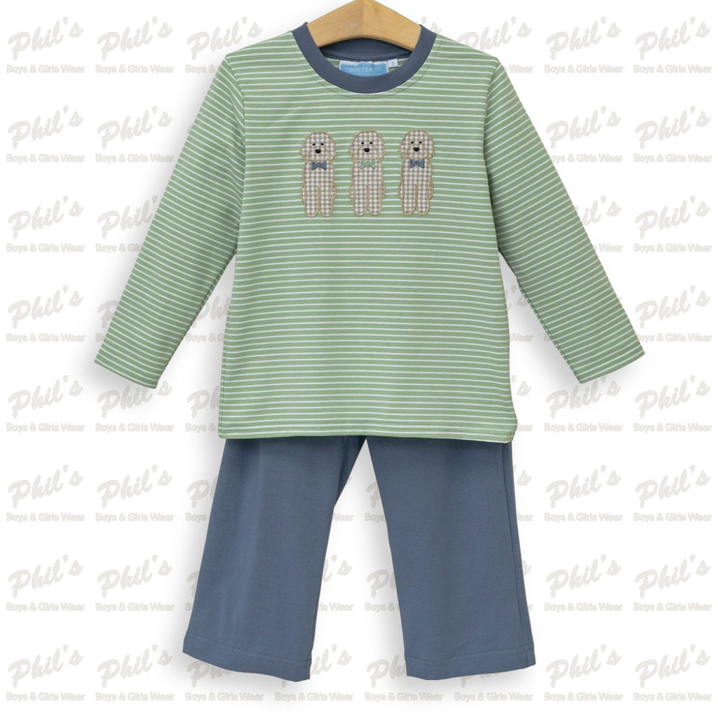 Puppy Appliqué Pant Set