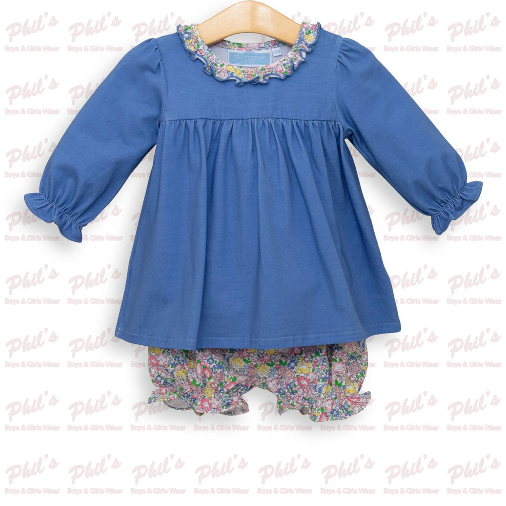 Blue Floral Bloomer Set