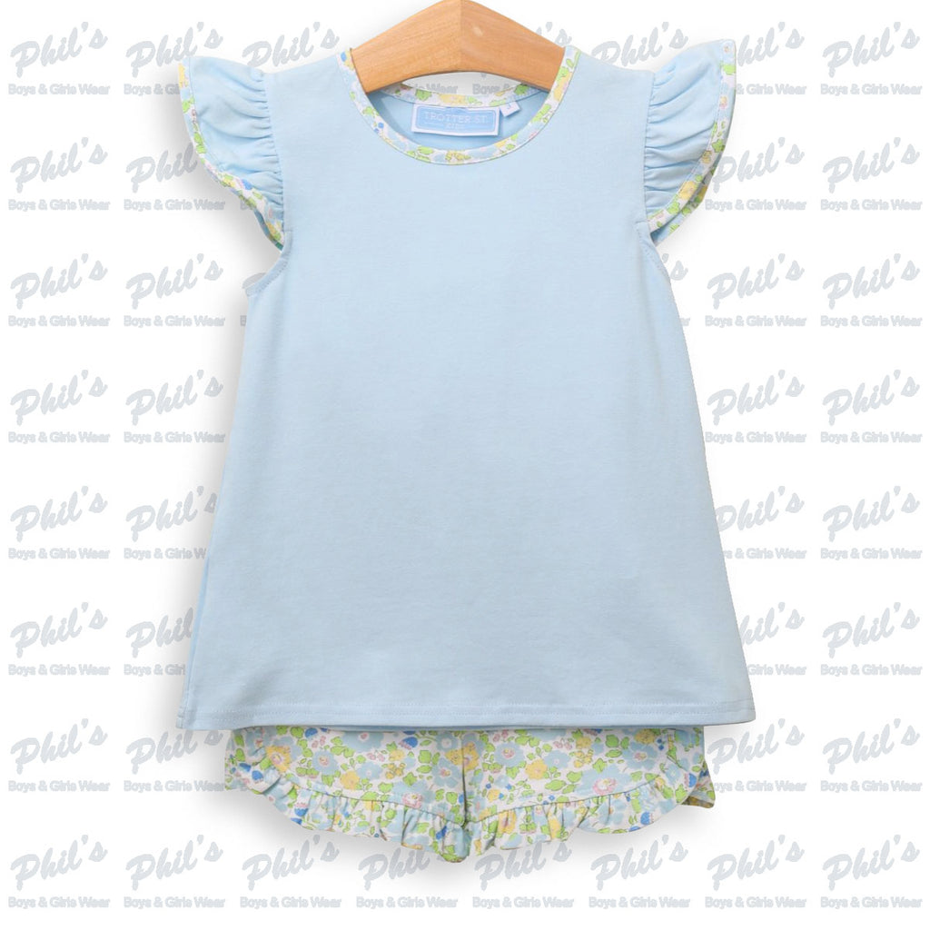 Baby Blue Floral Short Set