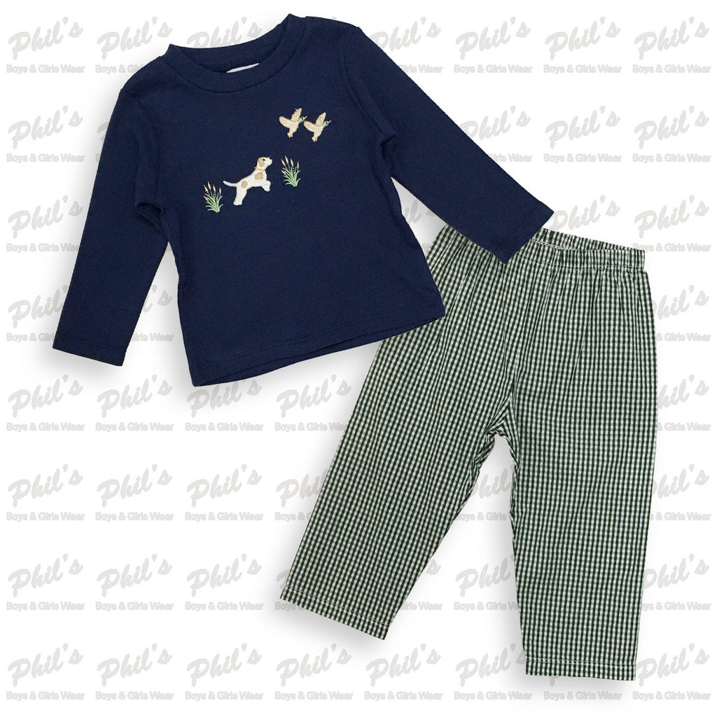 Mallard Duck Hunting Puppy Appliqué Pant Set