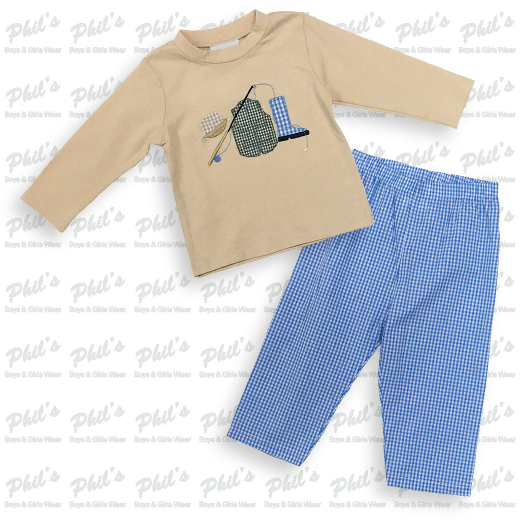 Fishing Appliqué Pant Set