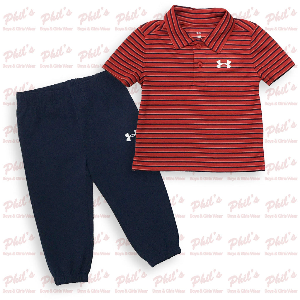 Under Armour Red Stripe Polo Jogger Set