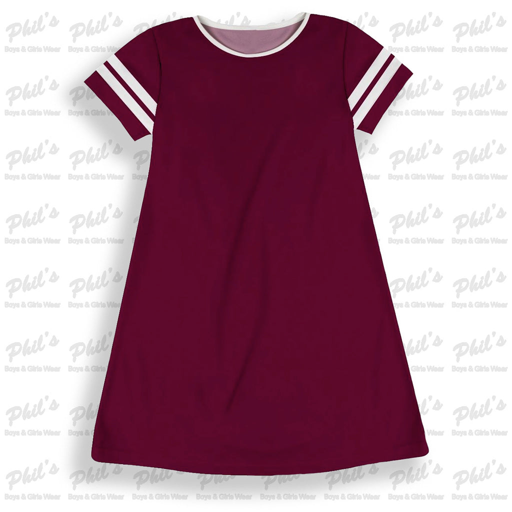 Maroon / White Jersey Dry-Fit Dress