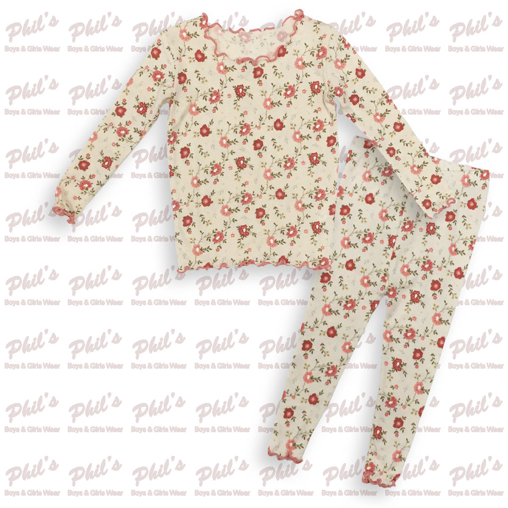 Red Floral Ruffle Bamboo Pajama