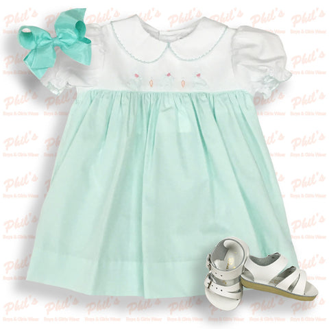 Bunny Embroidery Mint Dress