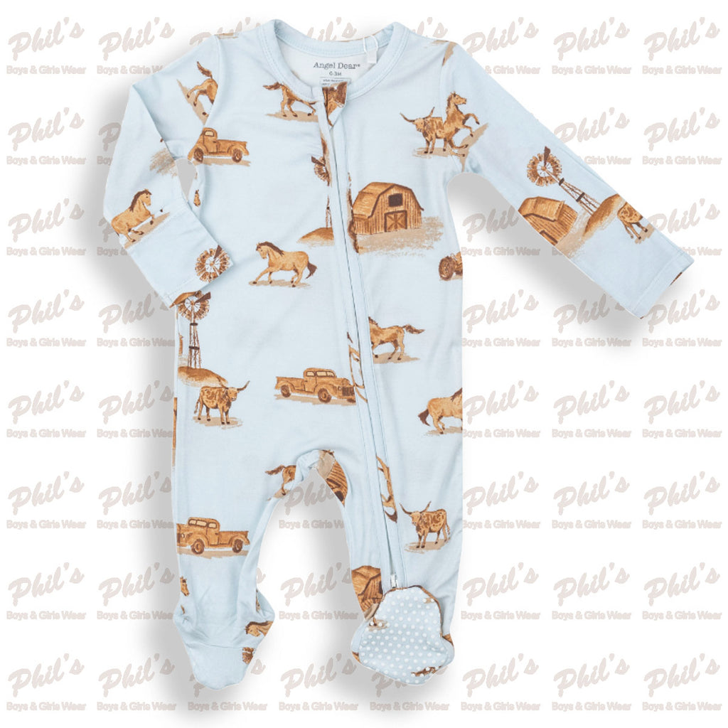 Horse / Farm Bamboo Zippered Footie