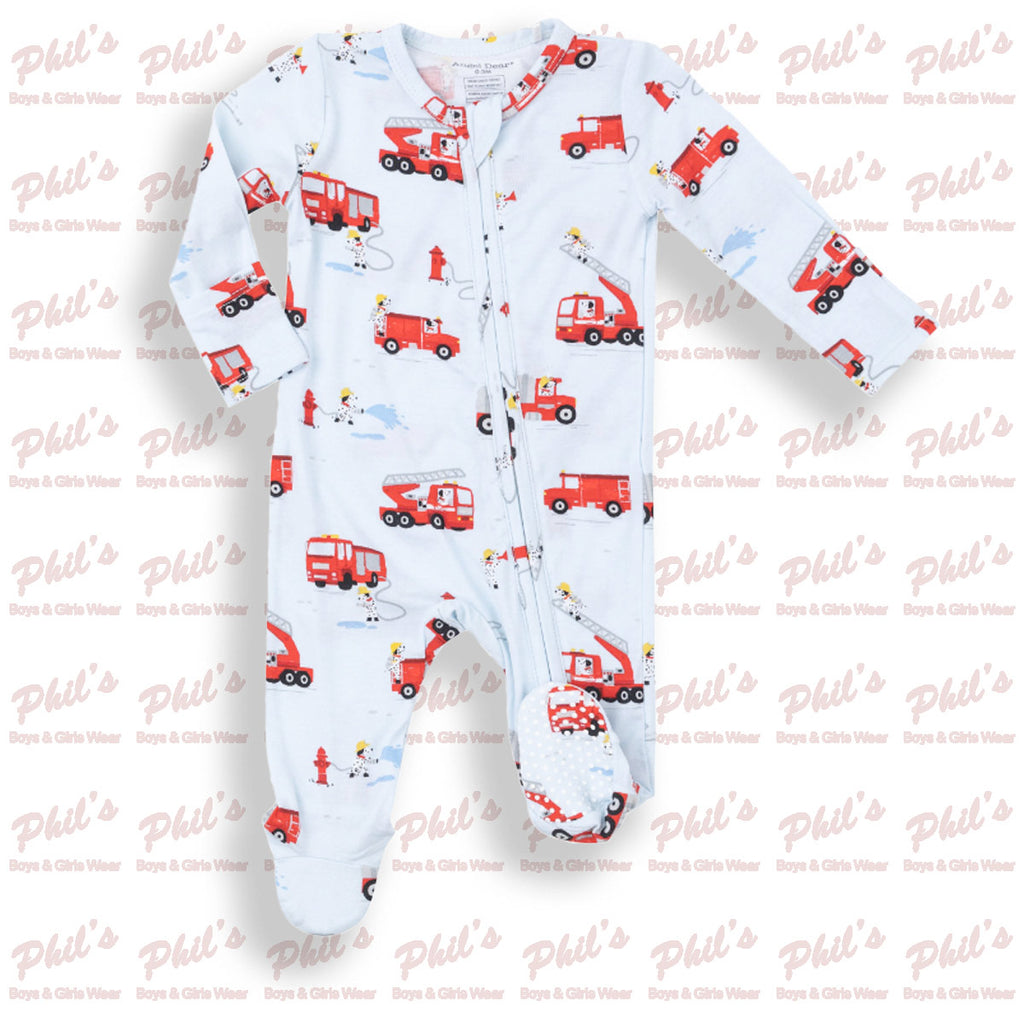 Firetruck Bamboo Zippered Footie