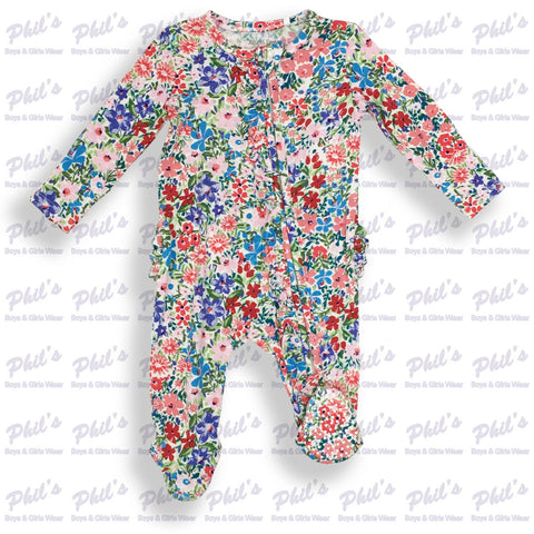 Floral Bamboo Zippered Footie