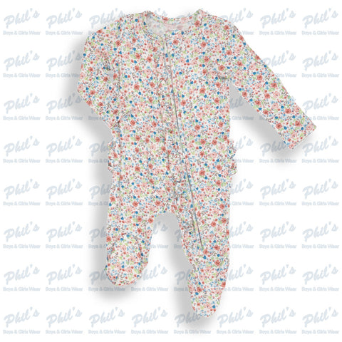 Floral Ruffle Bamboo Footie
