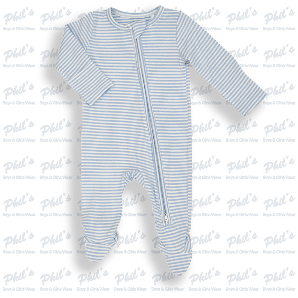 Blue Stripe Bamboo Footie