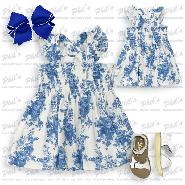 Blue Rose Smock Bamboo Dress
