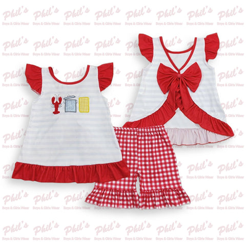 Crawfish Appliqué Short Set