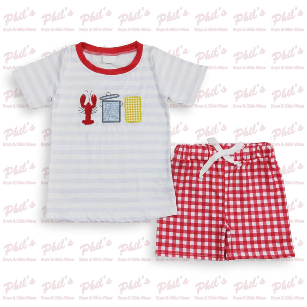Crawfish Appliqué Short Set