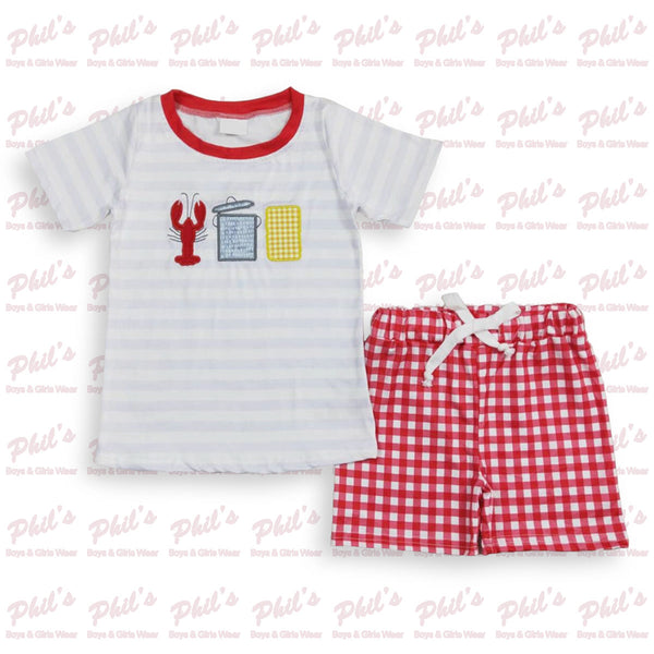 Crawfish Appliqué Short Set