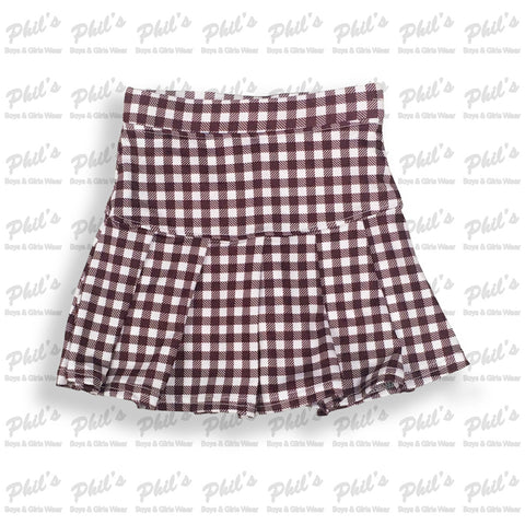 Maroon Gingham Skort