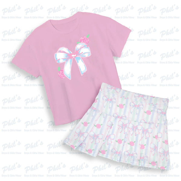 Bow / Rose Graphic Pink Boxy Tee