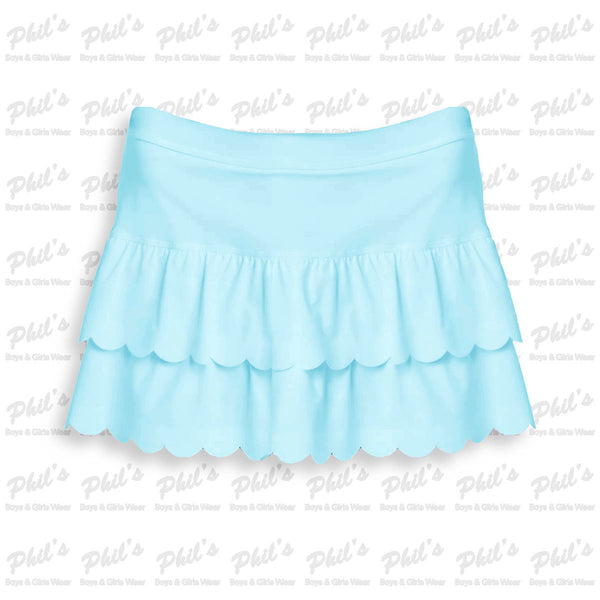 Light Blue Scallop Tiered Skort