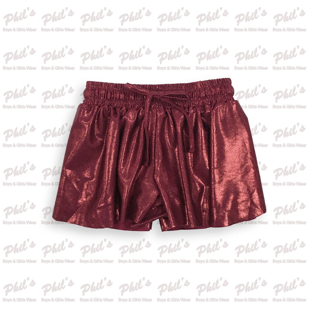 Maroon Shimmer Butterfly Shorts