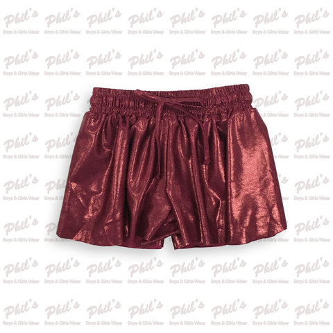 Maroon Shimmer Butterfly Shorts