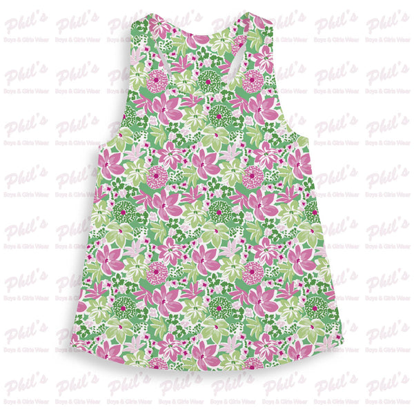 Pink / Green Floral Performance Tank