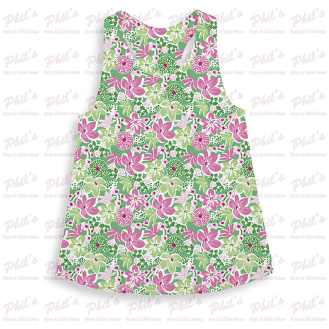 Pink / Green Floral Performance Tank