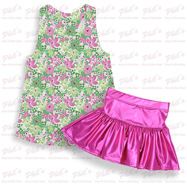 Pink / Green Floral Performance Tank