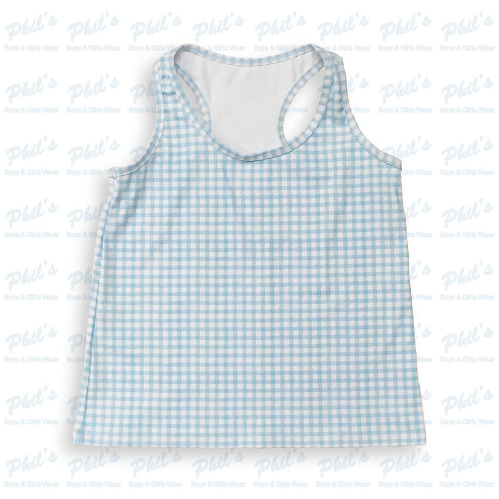 Light Blue Gingham Performance Tank