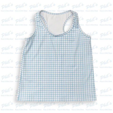 Light Blue Gingham Performance Tank