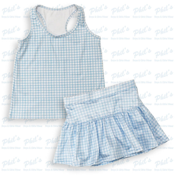 Light Blue Gingham Performance Tank