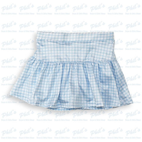 Light Blue Gingham Performance Skort