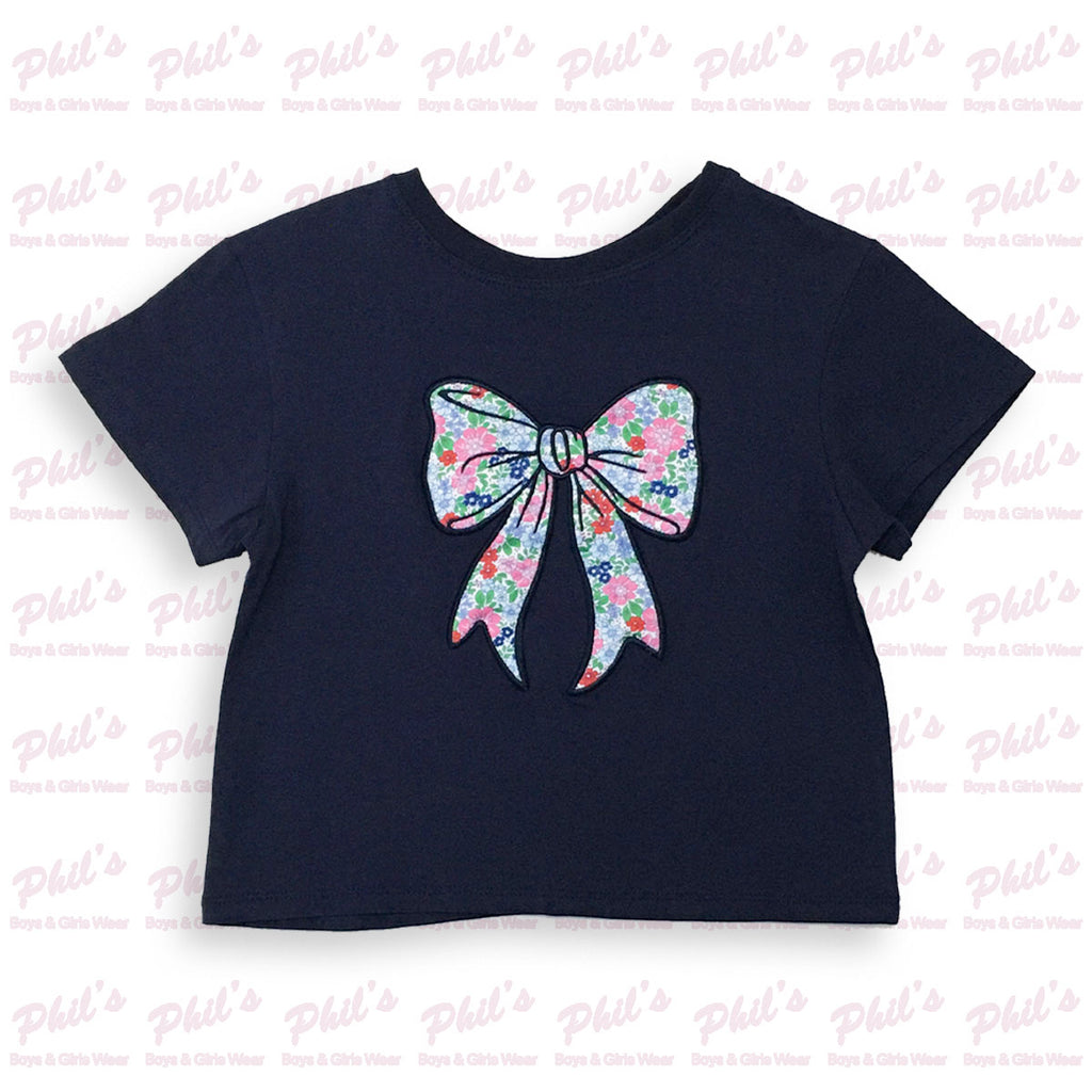 Floral Bow Appliqué Boxy Tee